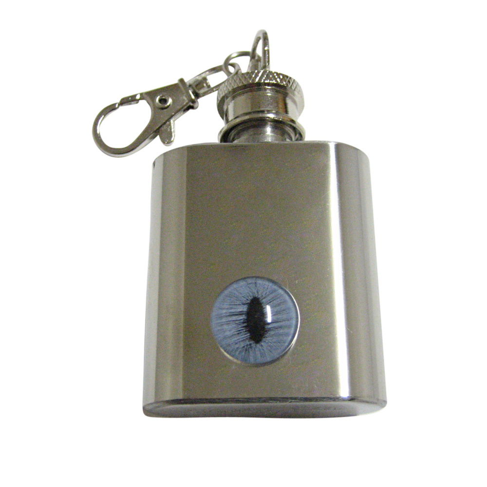 Blue Cat Eye Design 1oz Keychain Flask